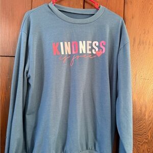 SHEIN Blue Sweatshirt with Pink and White Print